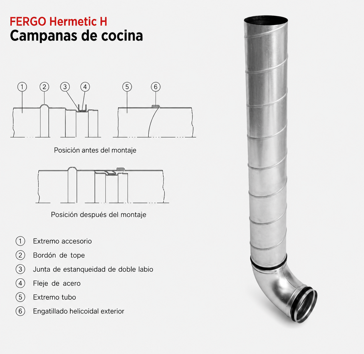 Conducto individual ventilacion campana de cocina